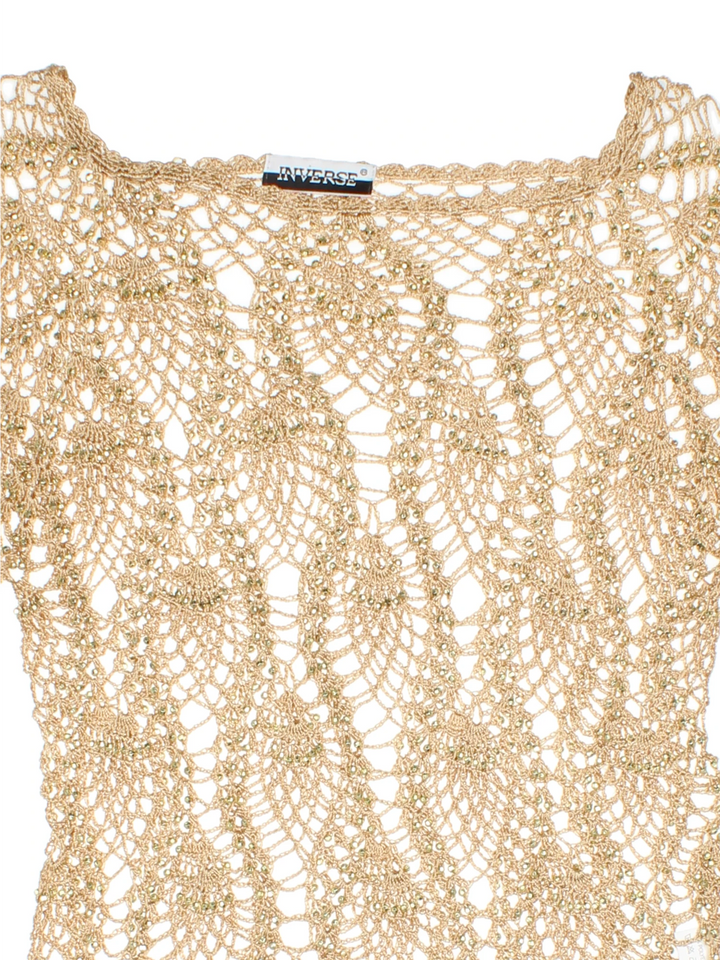 Y2K Crochet Beaded Top (Size XXS)