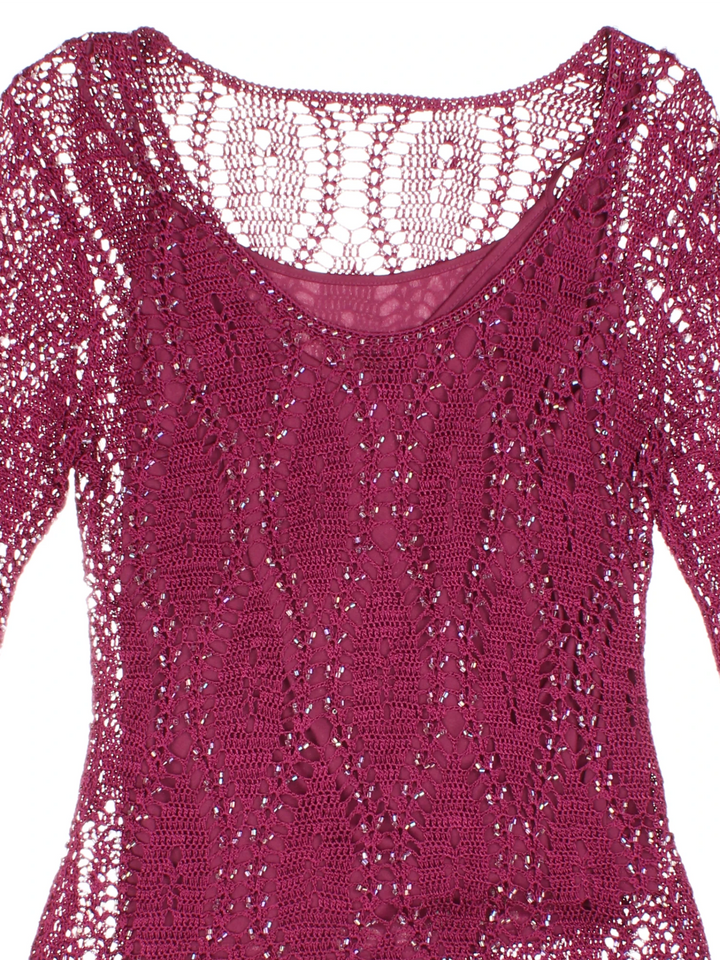 Y2K Long Sleeved Beaded Top (Size XXS)