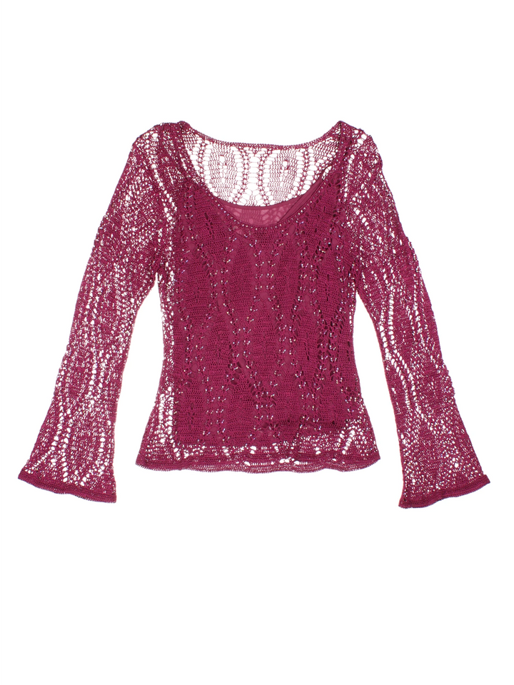 Y2K Long Sleeved Beaded Top (Size XXS)