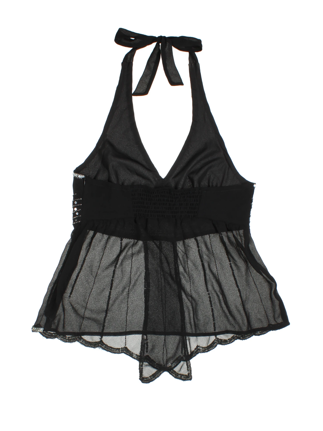 Y2K Sheer Halter Neck Top (Size XS)