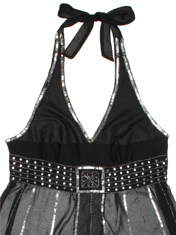 Y2K Sheer Halter Neck Top (Size XS)