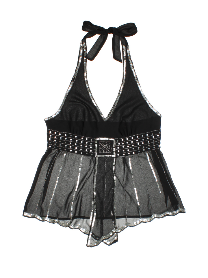 Y2K Sheer Halter Neck Top (Size XS)