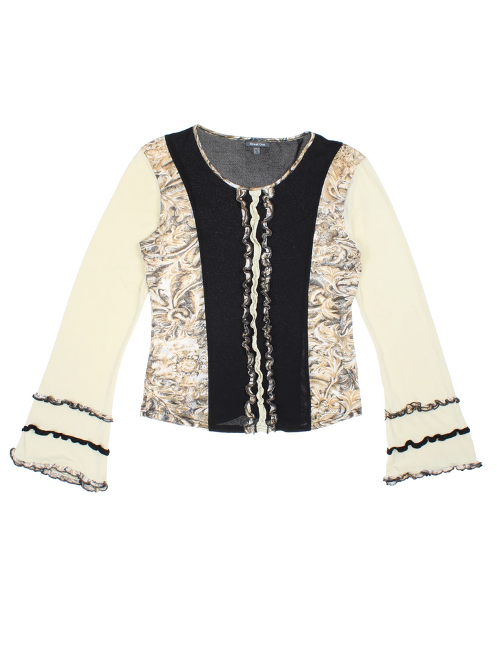 Y2K Ruffle Front Top (Size XXS)