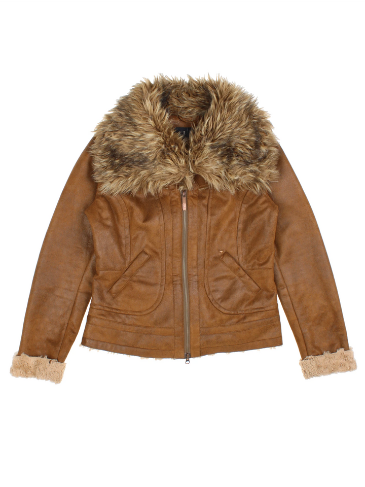 90's Armani Faux Fur Collar Jacket (Size XXS)