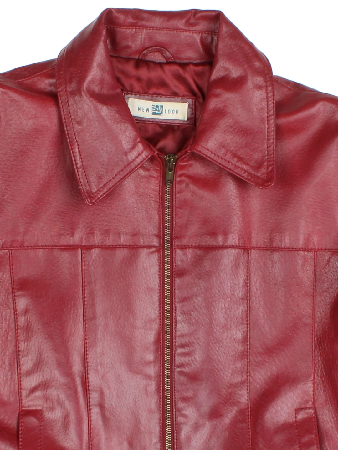 Y2K Red Leather Jacket (Size S)