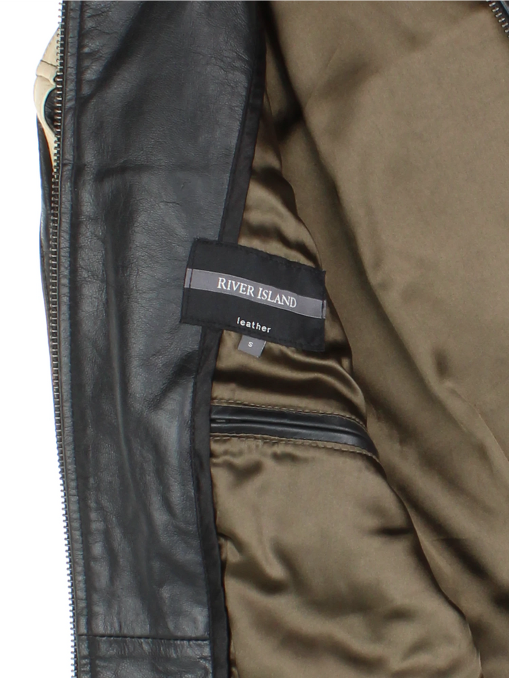 Y2K Leather Biker Jacket (Size XS)