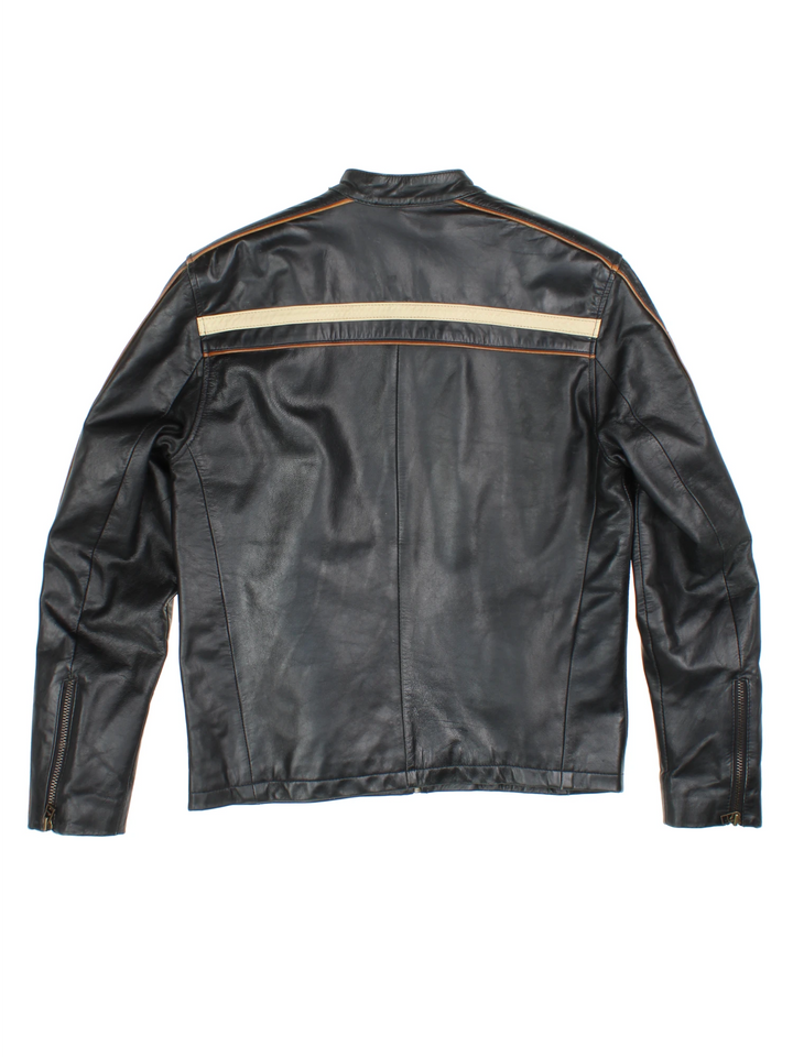 Y2K Leather Biker Jacket (Size XS)