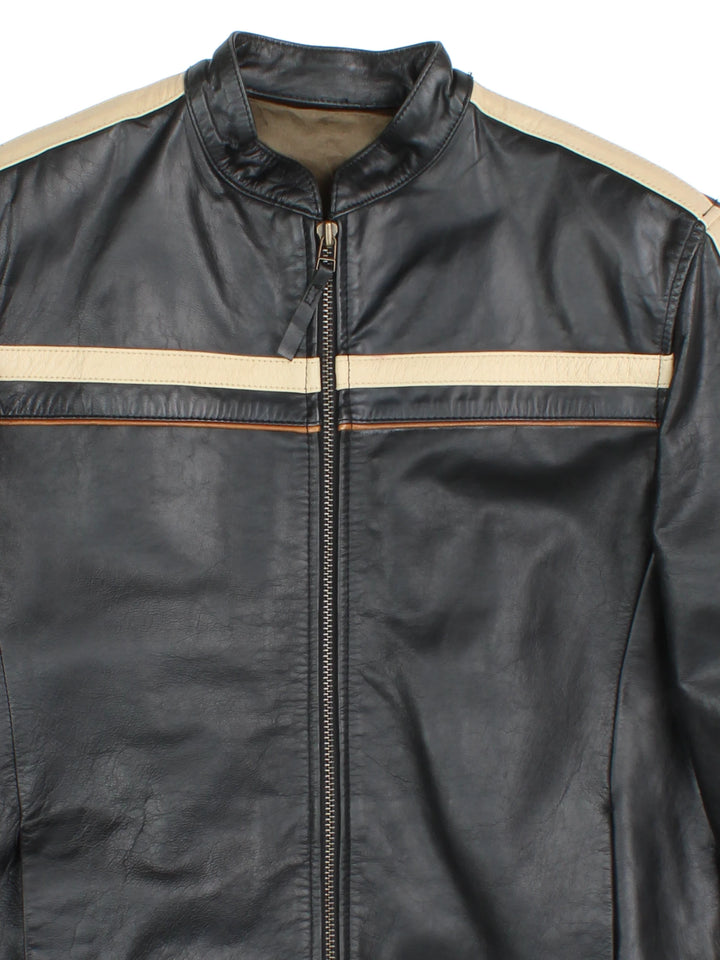 Y2K Leather Biker Jacket (Size XS)
