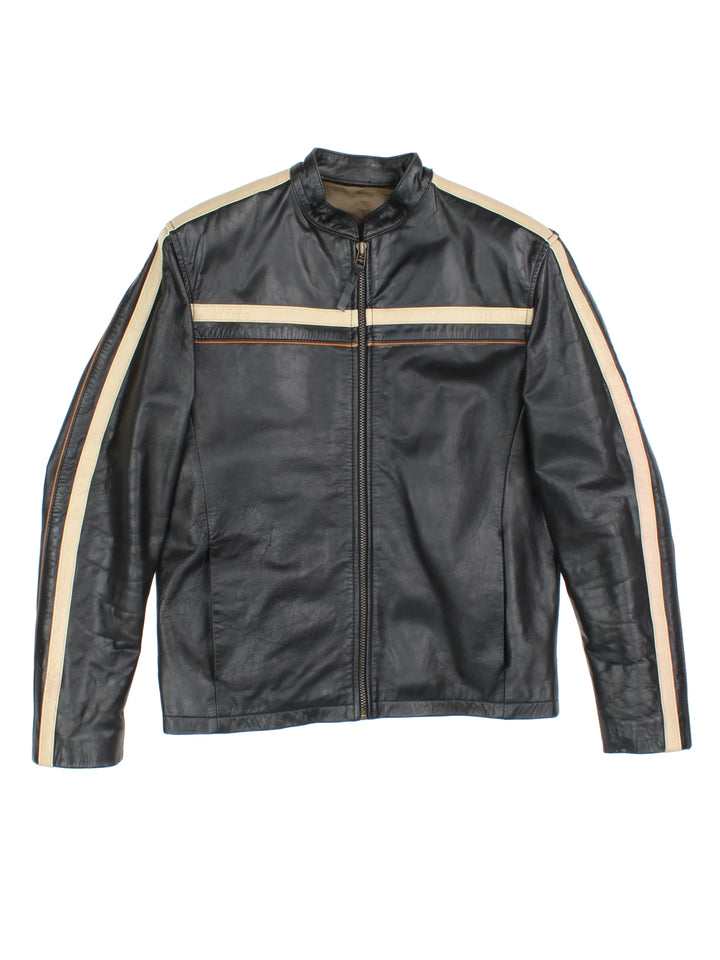 Y2K Leather Biker Jacket (Size XS)