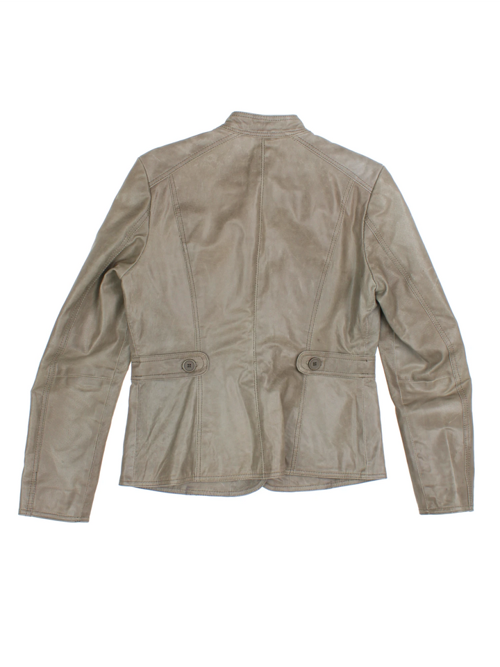 Y2K Leather Military Jacket (Size XXS)