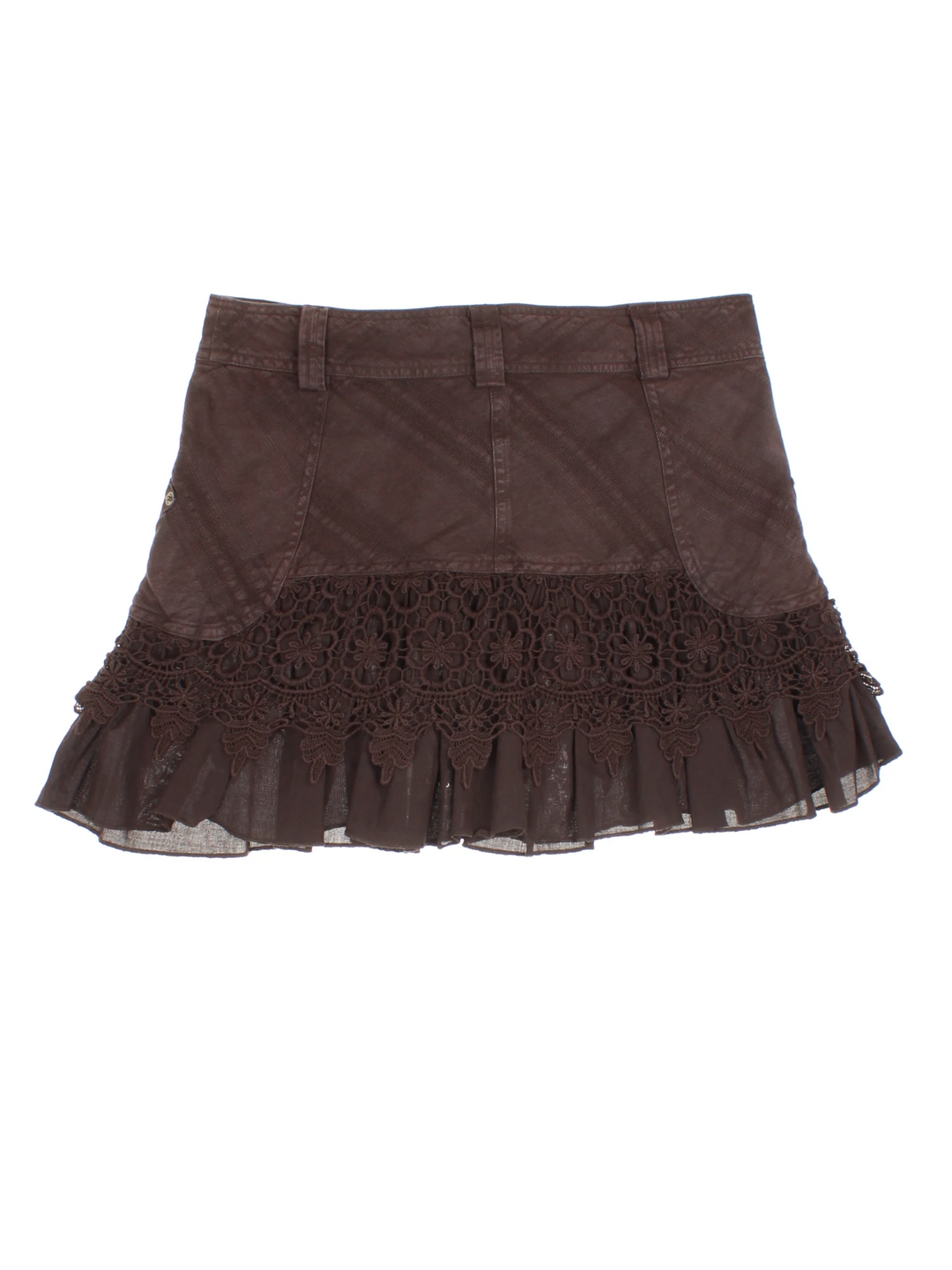 Y2K Morgan Lace Mini Skirt (Size L)