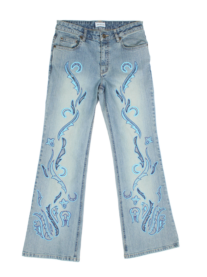Y2K Beaded Miss Sixty Falred Jeans (Size M)