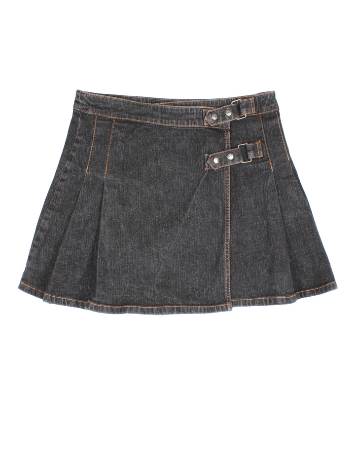 Y2K Jasper Conran Pleated Denim Mini Skirt (Size L)