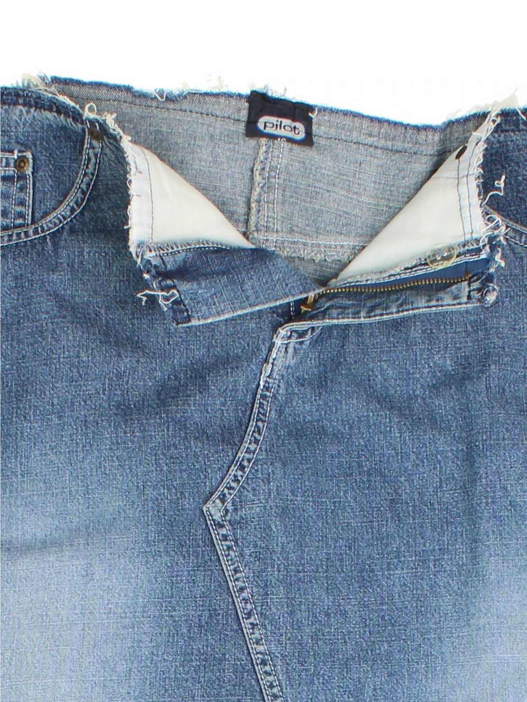 Y2K Frayed Denim Midi Skirt (Size XXL)