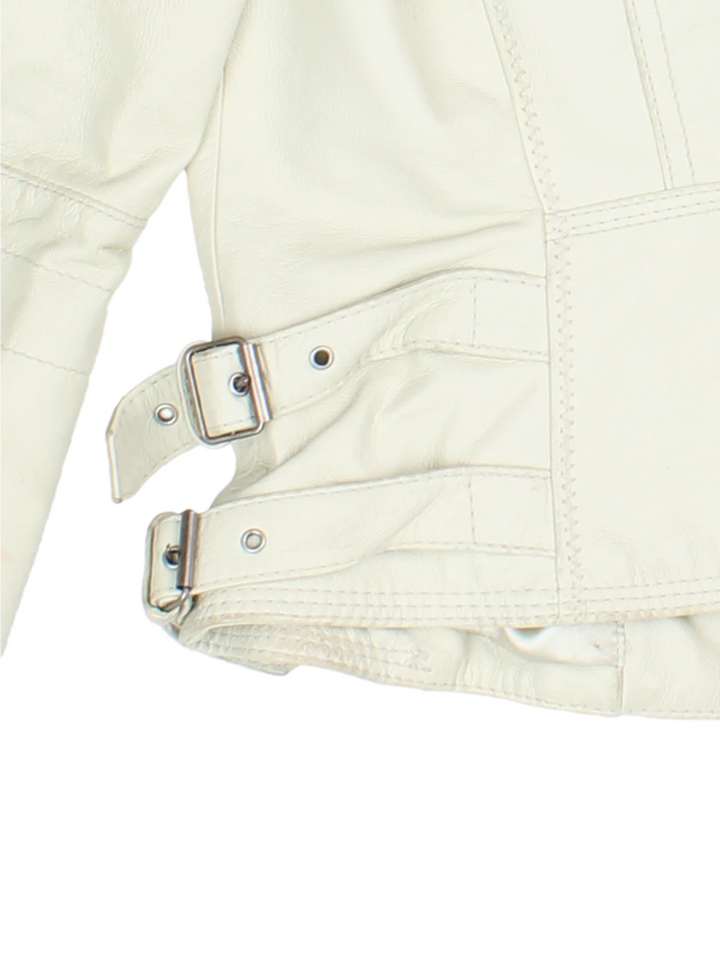 Y2K Leather Biker Jacket (Size XXS)