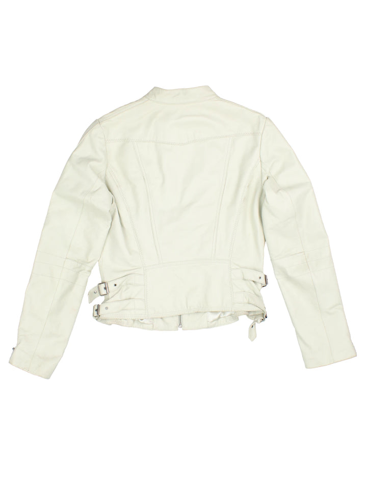 Y2K Leather Biker Jacket (Size XXS)