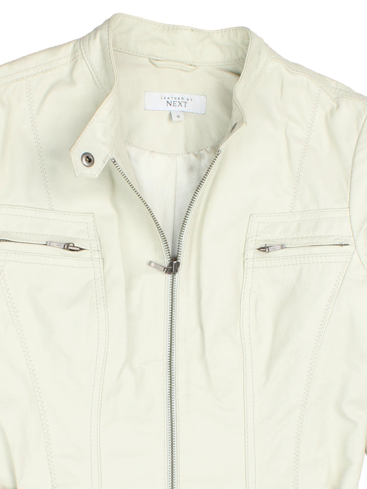 Y2K Leather Biker Jacket (Size XXS)