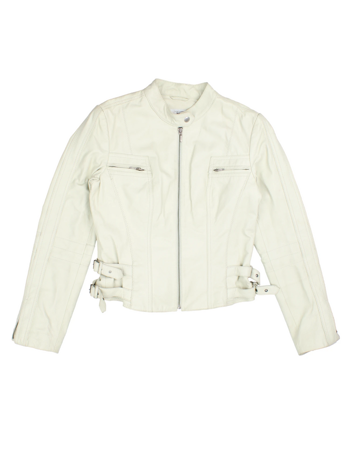 Y2K Leather Biker Jacket (Size XXS)