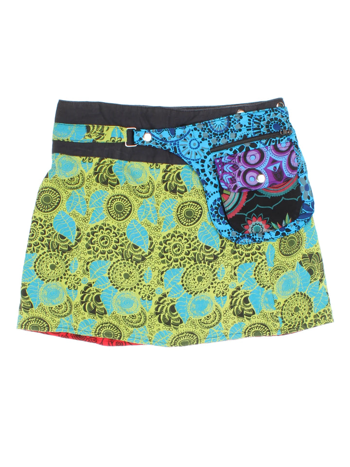 Y2K Reversible Festival Mini Skirt (Size L)