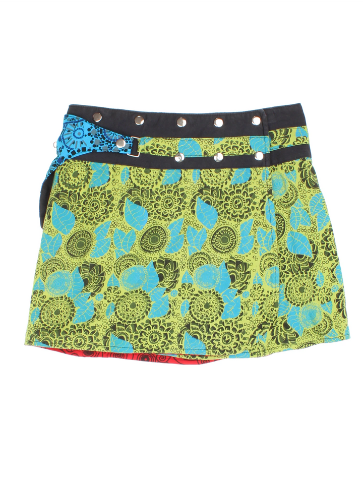 Y2K Reversible Festival Mini Skirt (Size L)
