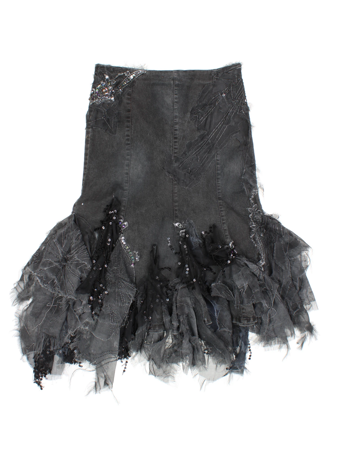 Y2K Embellished Layered Midi Skirt (Size XL)