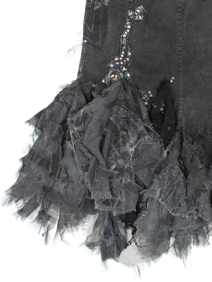 Y2K Embellished Layered Midi Skirt (Size XL)