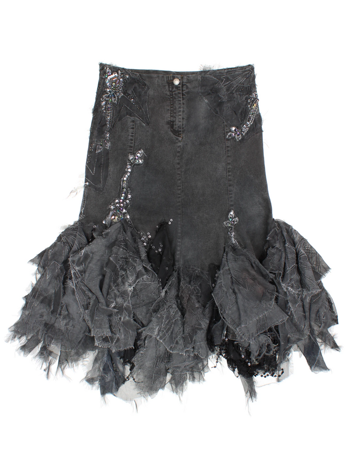 Y2K Embellished Layered Midi Skirt (Size XL)