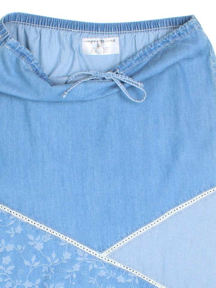 Y2K Denim Midi Skirt (Size XXL)