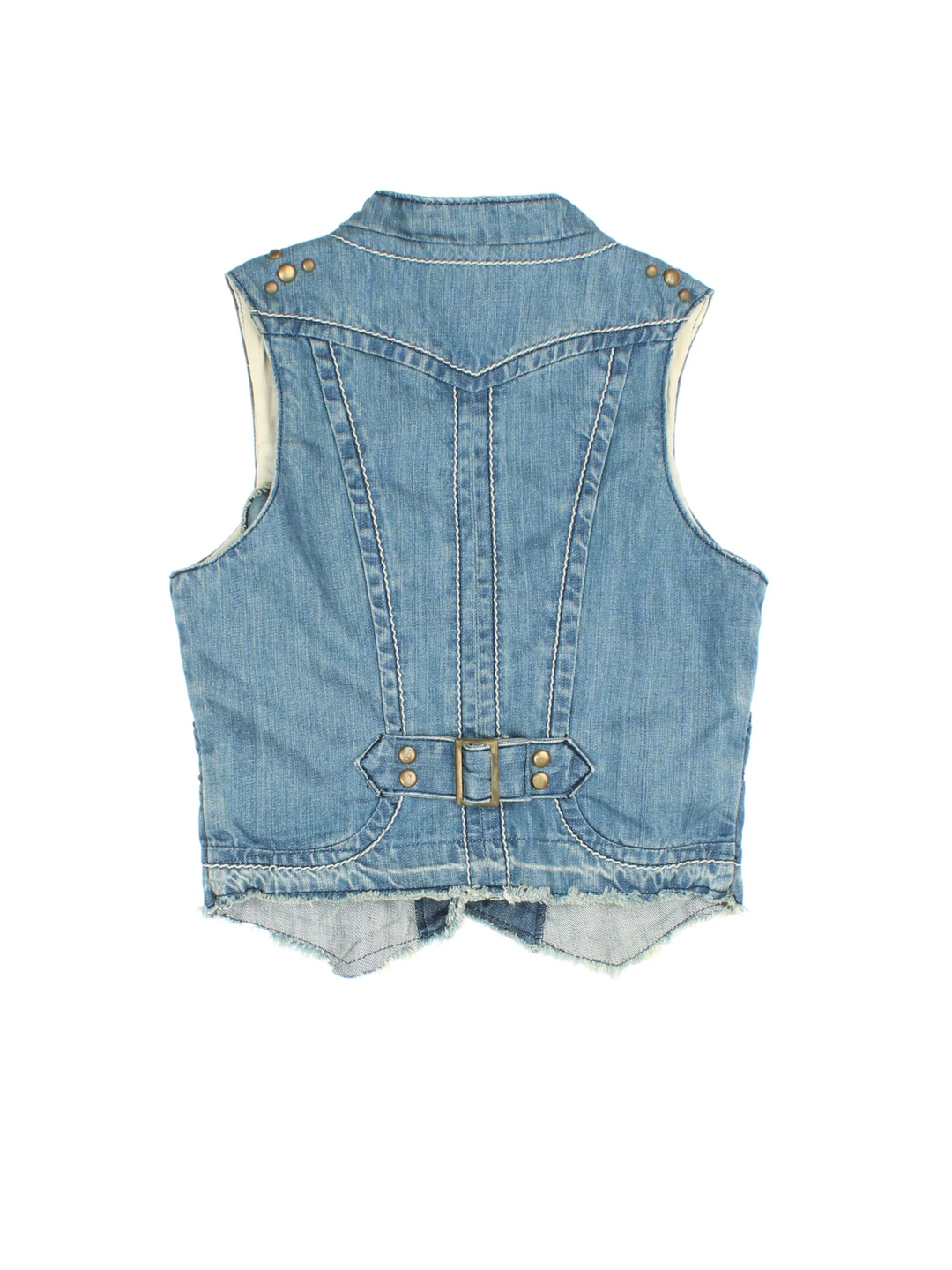 Y2K Morgan Studded Denim Waistcoat (Size XXS) - VintageFolk