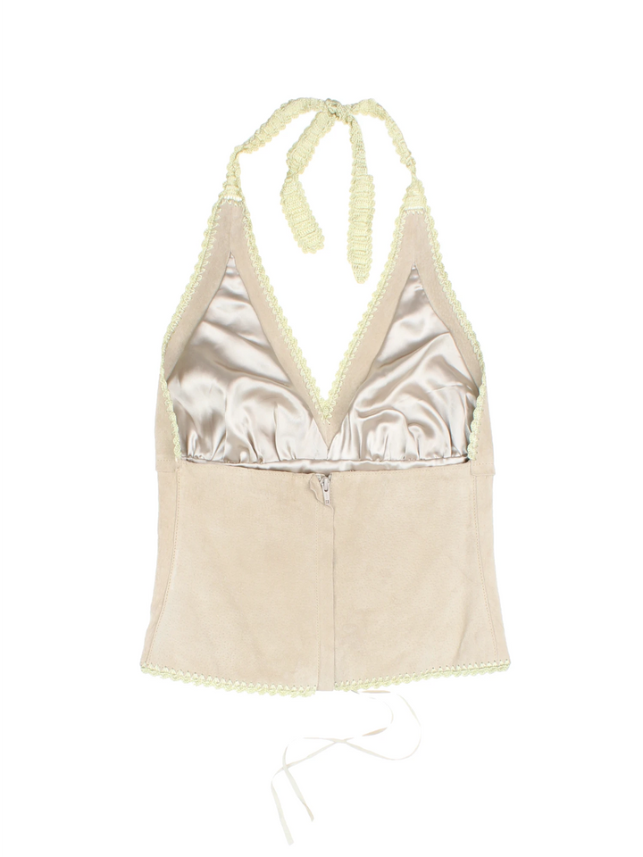 Y2K Lace Up Halter Top (Size XXS)