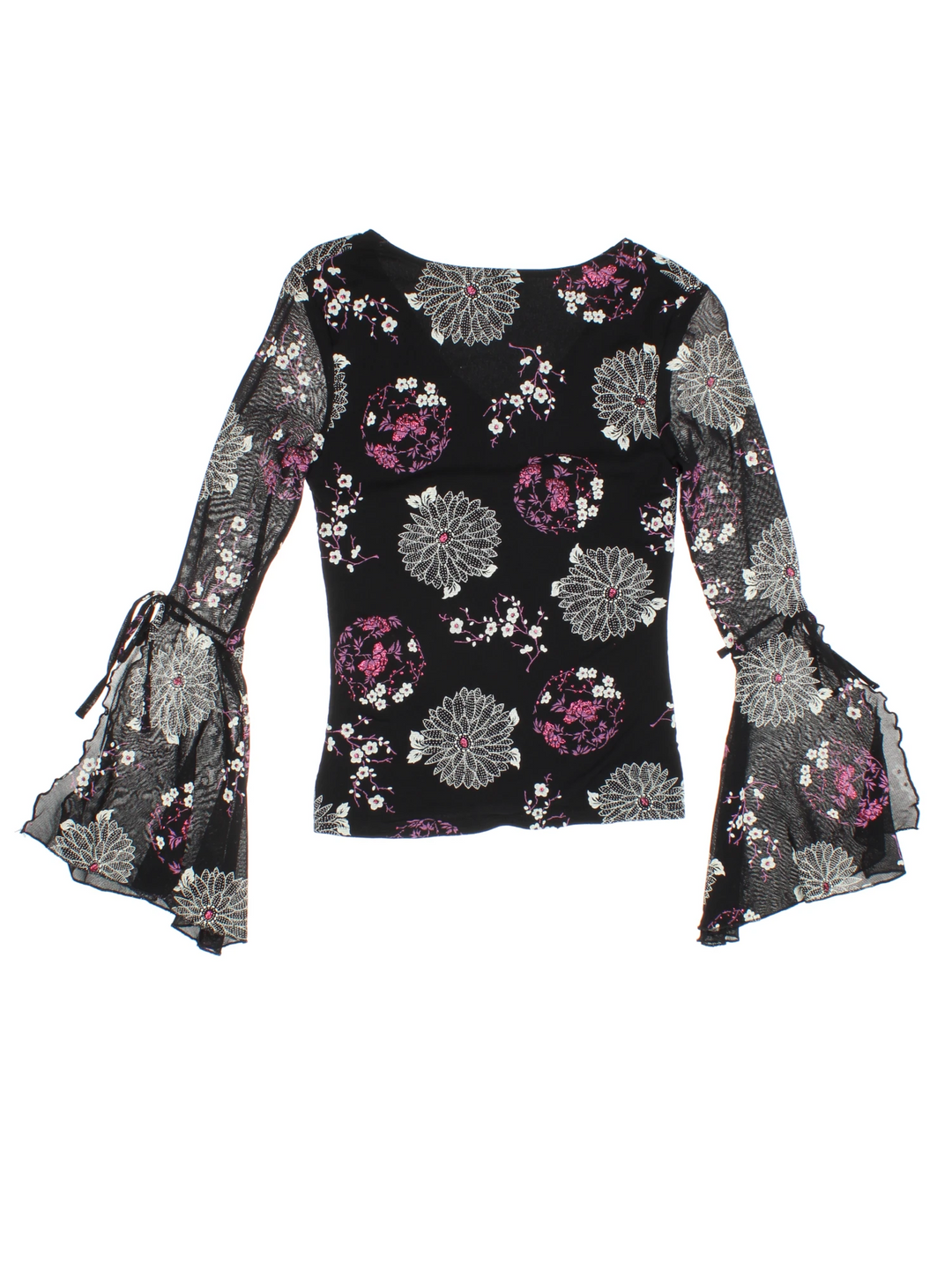 Y2K Mesh Floral Top (Size XXS)