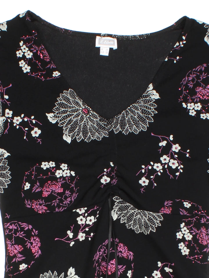 Y2K Mesh Floral Top (Size XXS)