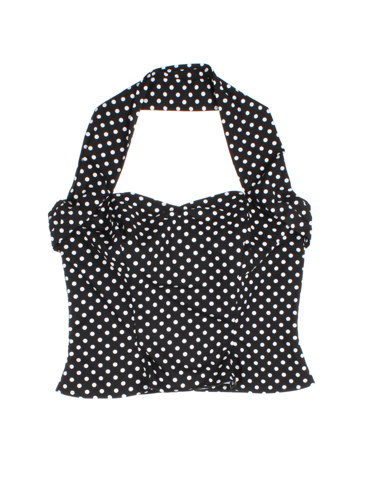 Vintage Polka Dot Halter Neck Top (Size XXS)