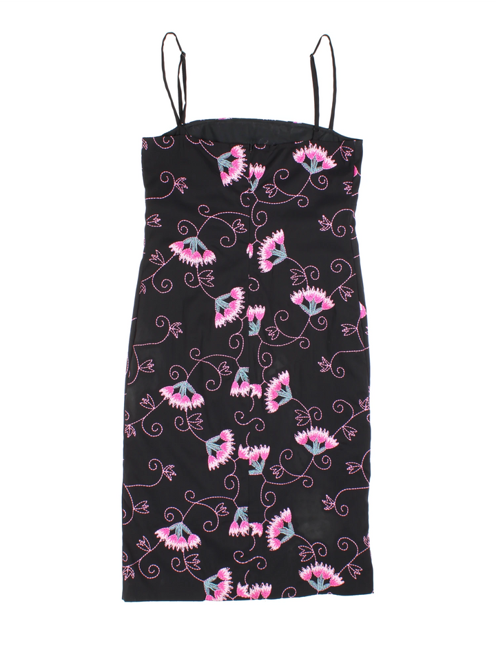Y2K Embroidered Karen Millen Midi Dress (Size XXS)