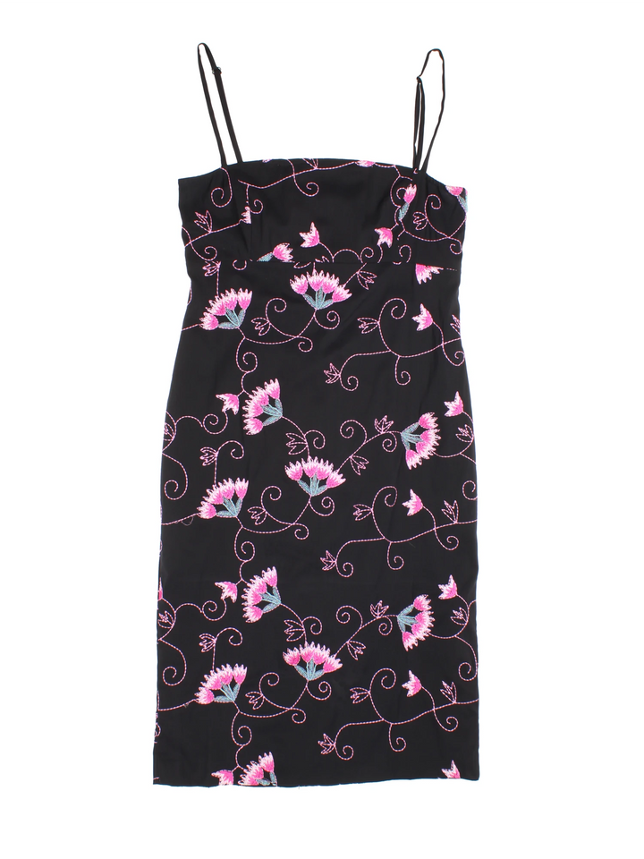 Y2K Embroidered Karen Millen Midi Dress (Size XXS)