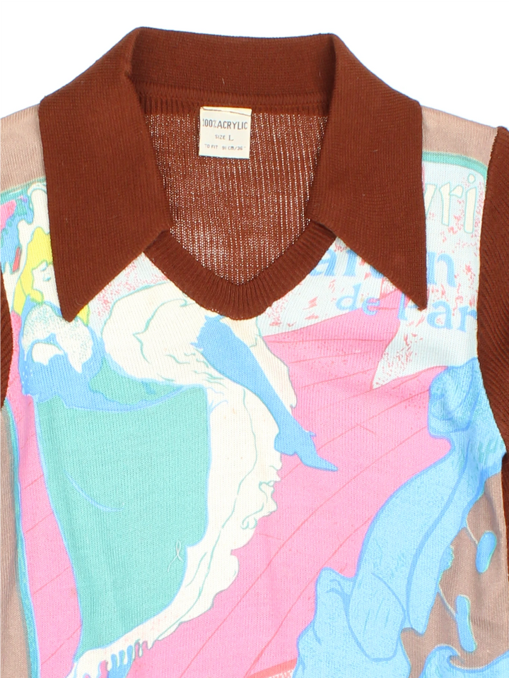 70's Dagger Collar Graphic Jumper  (Size XXS)