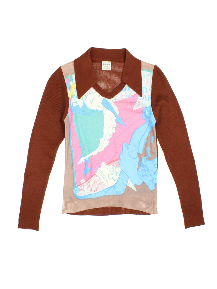 70's Dagger Collar Graphic Jumper  (Size XXS)