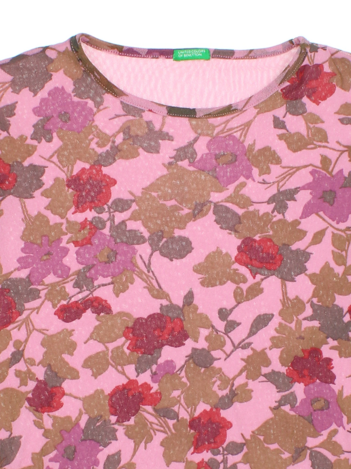 Y2K Mesh Layered Floral Top (Size XXS)