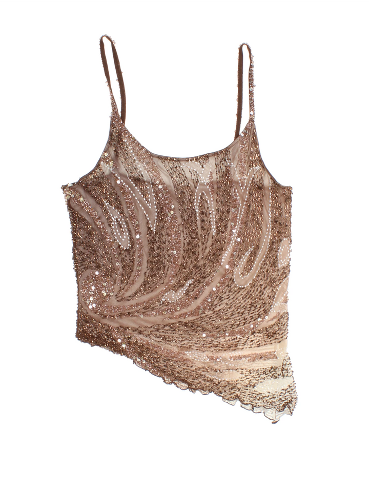 Y2K Beaded Asymmetric Top (Size XXS)