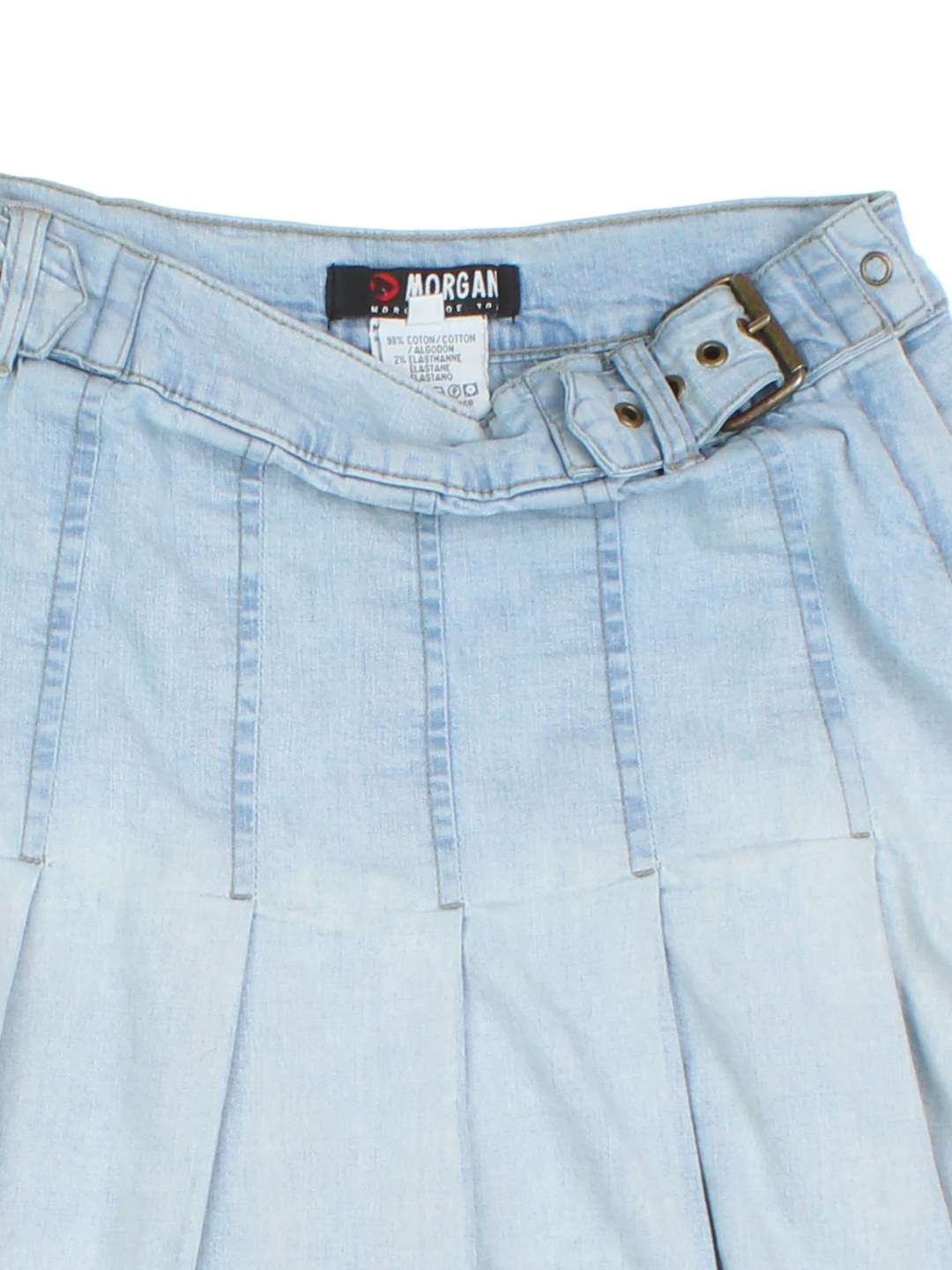 Y2K Morgan Pleated Denim Mini Skirt (Size M)