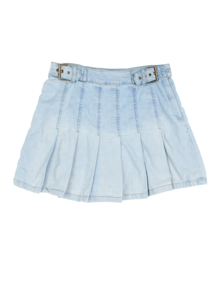 Y2K Morgan Pleated Denim Mini Skirt (Size M)
