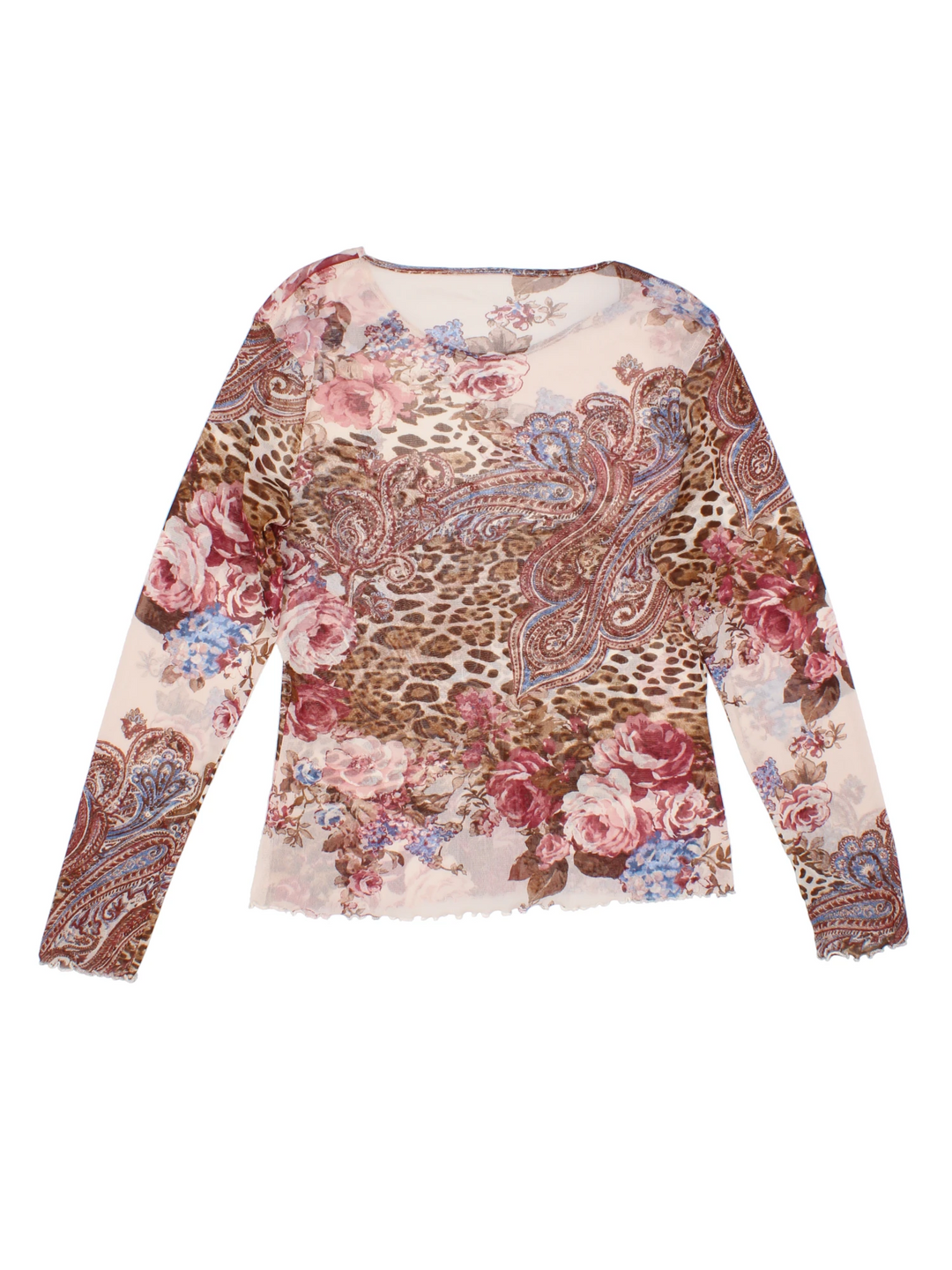 Y2K Paisley Mesh Top (Size XS)