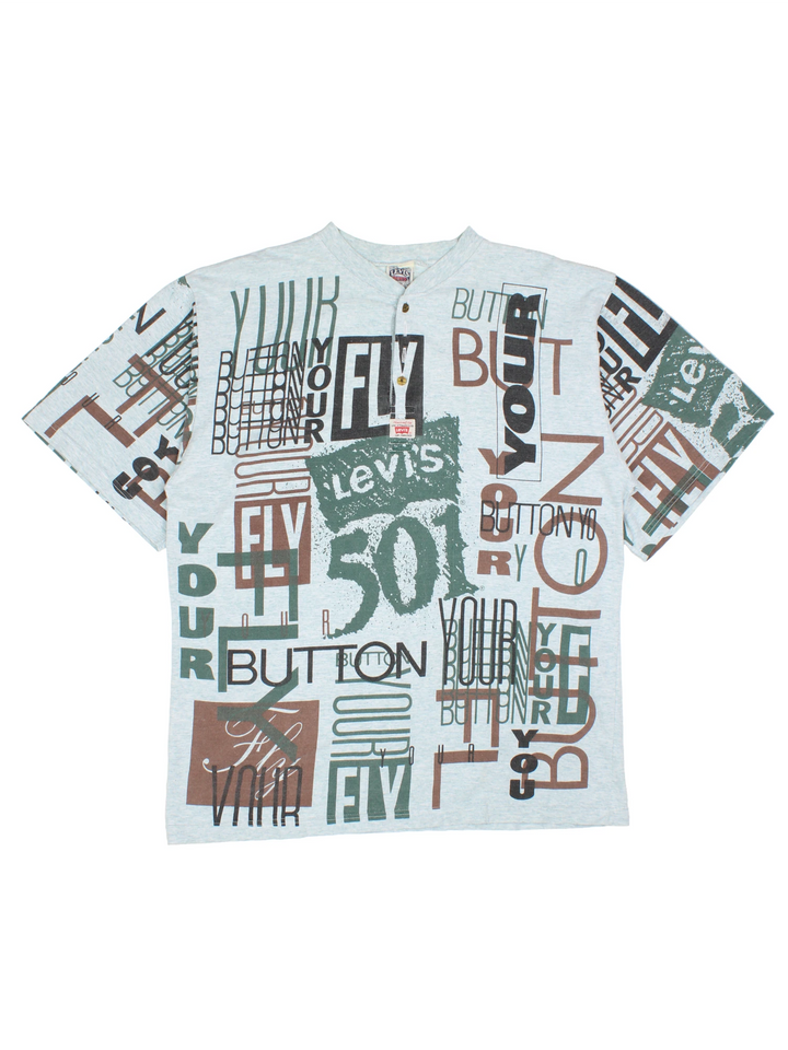 90's Levi Strauss Spell Out T-Shirt (Size M)