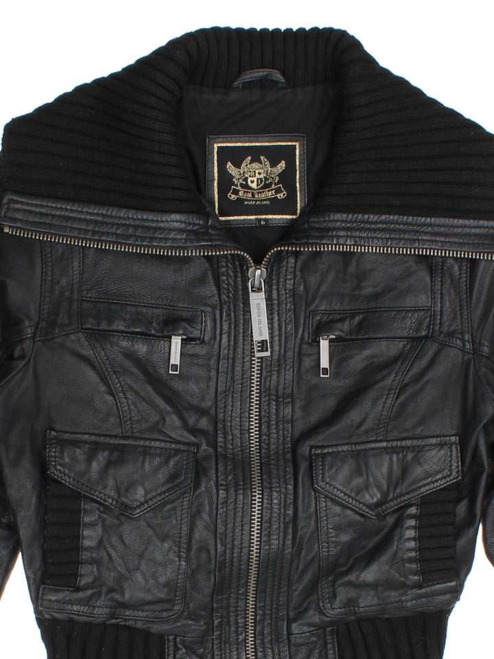 Y2K Leather Jacket (Size XXS)