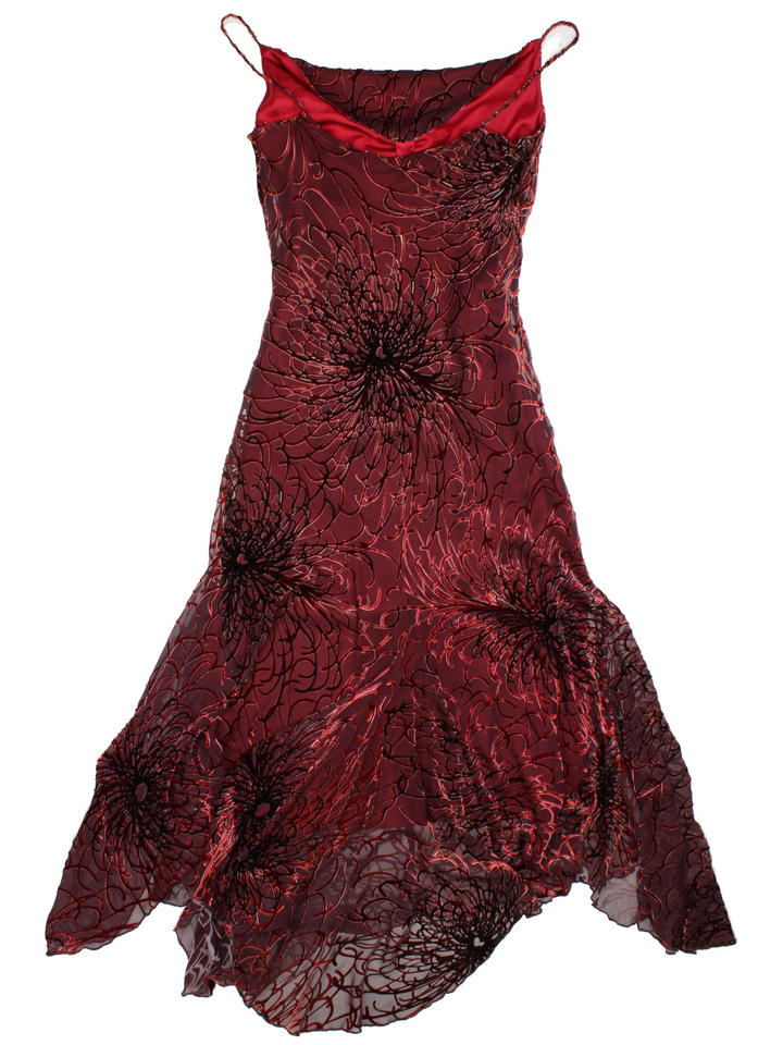 Y2K Floral Layered Midi Dress (Size XS)