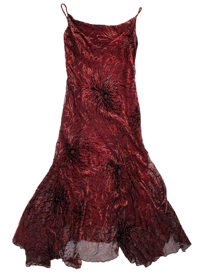 Y2K Floral Layered Midi Dress (Size XS)