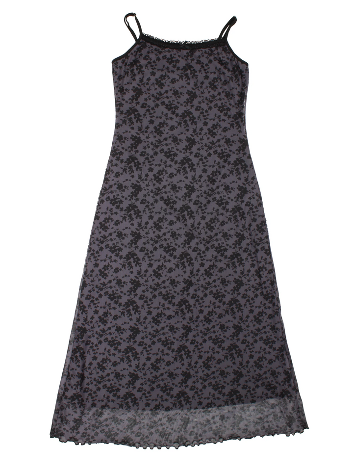 Y2K Mesh Floral Midi Dress (Size XXS)