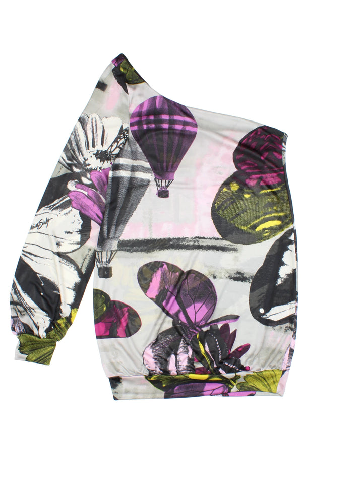 Y2K Miss Sixty One Shoulder Dress (Size XXS)