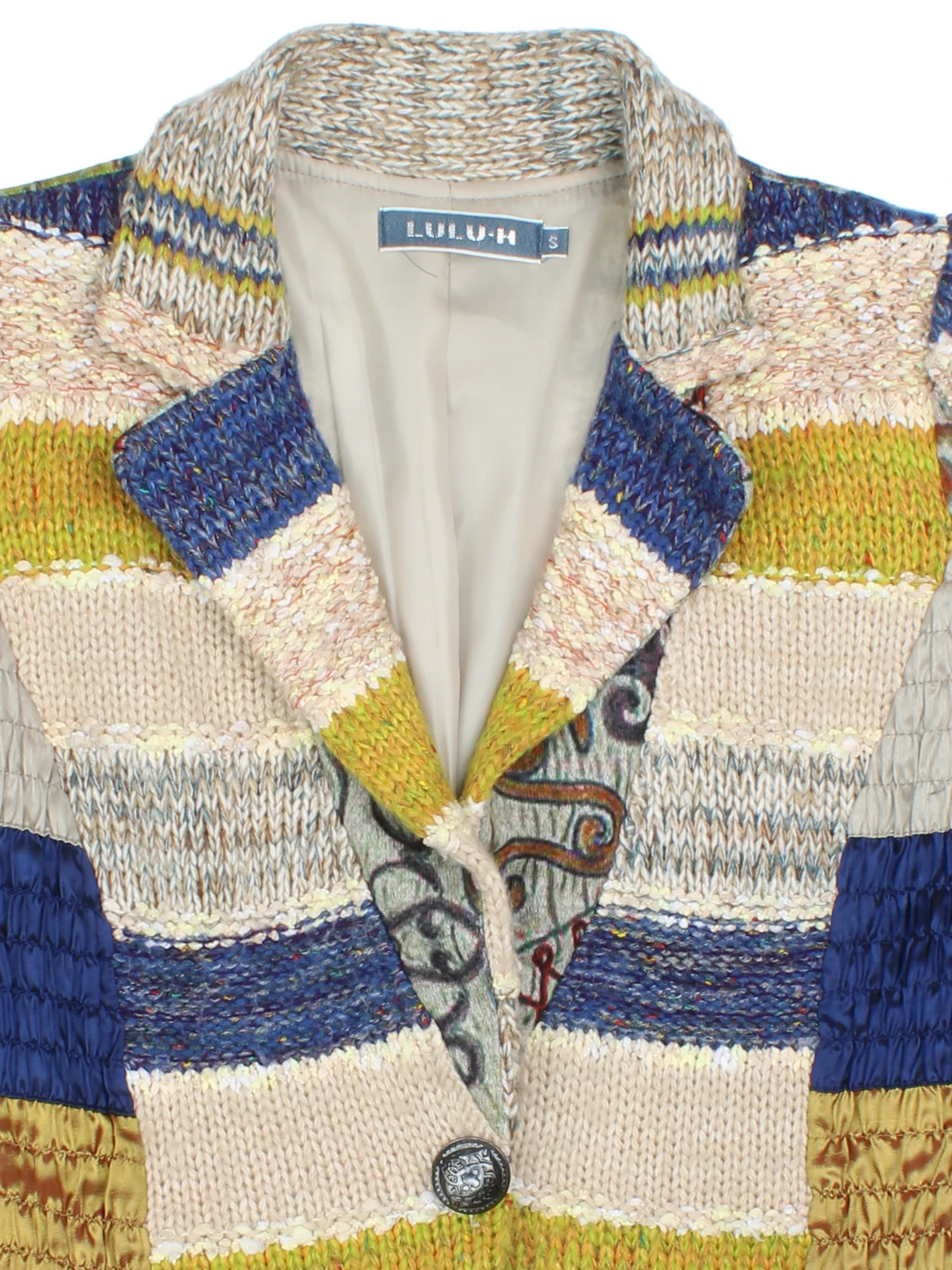 90's Patchwork Knit Blazer (Size XXS)