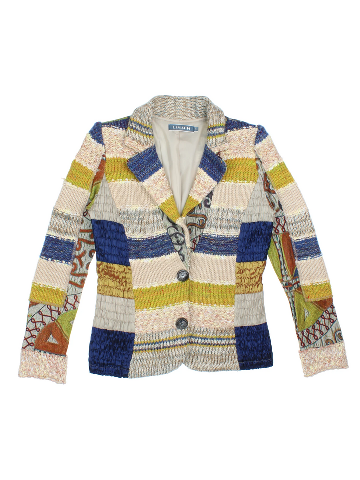 90's Patchwork Knit Blazer (Size XXS)